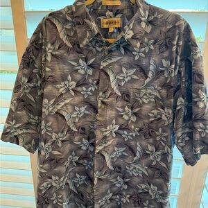 Tori Richard Blue Floral Cotton Hawaiian Shirt